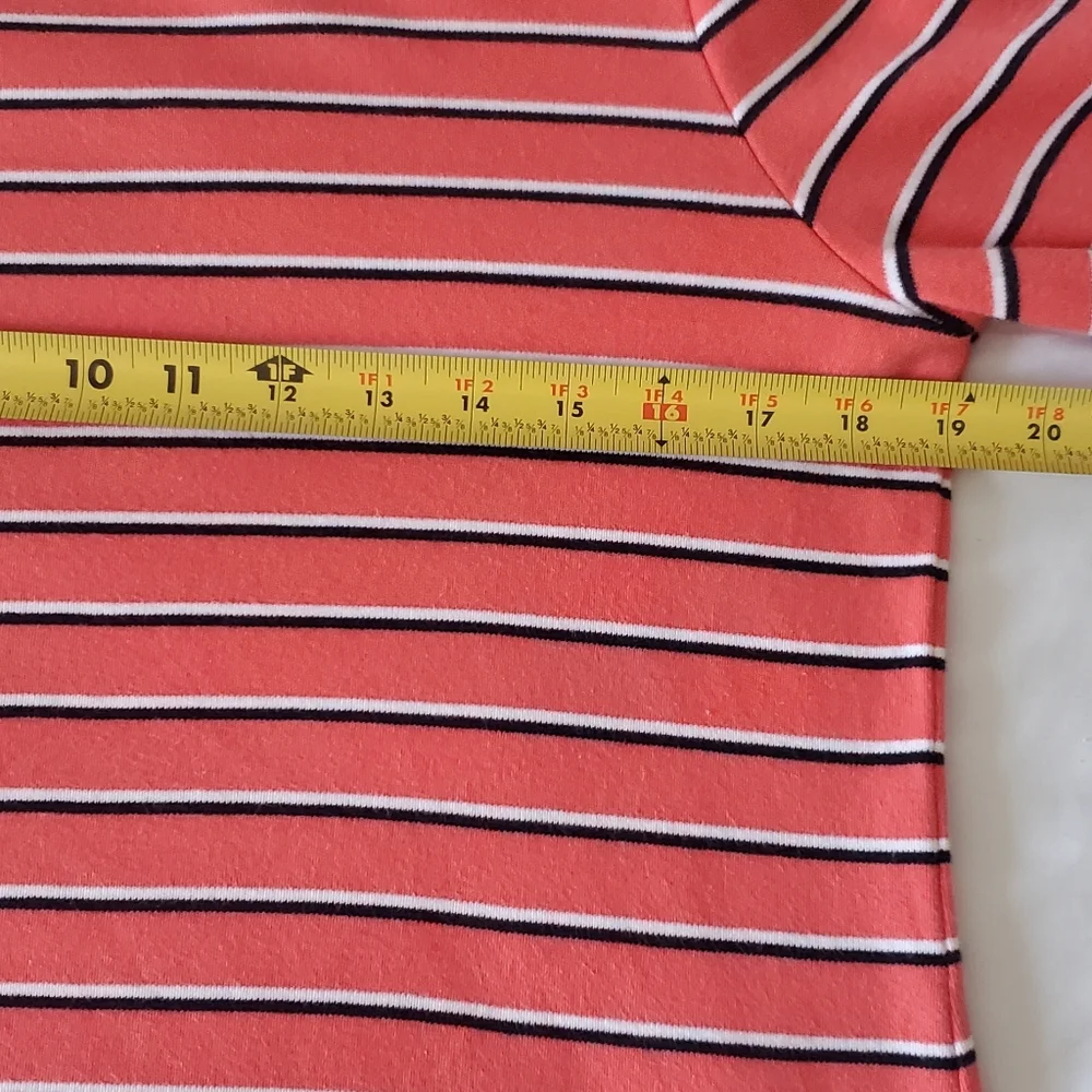 Nautica Women's Striped Coral, Black White Spripes, Blue Accents. Size L - Picture 8 of 9